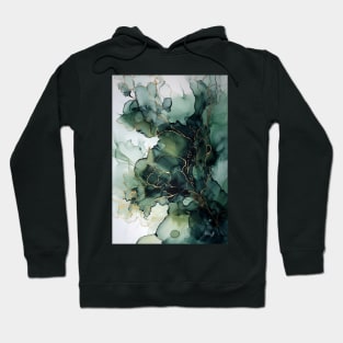 Olive Opulence - Abstract Alcohol Ink Art Hoodie